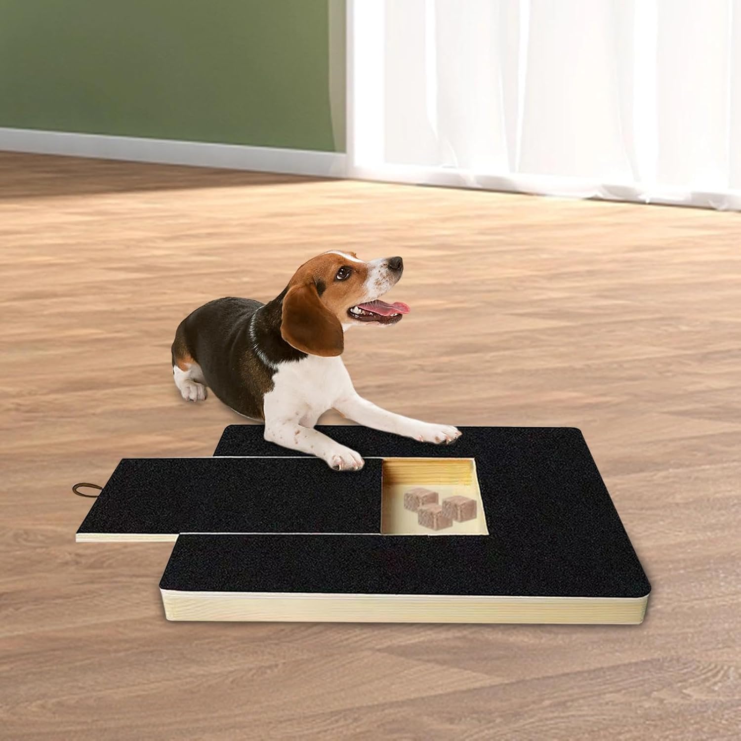 Dog Nail Scratch Pad with Snack Box – Wood Nail Care Board for Dogs